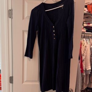 Lilly Pulitzer Navy V-Neck Henley Long-Sleeve Shift Dress